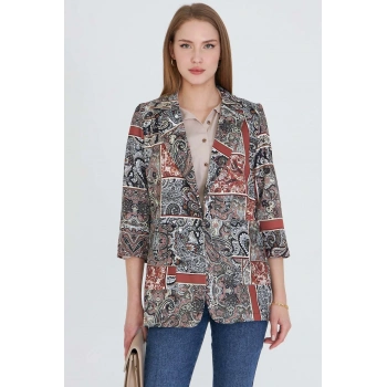 Kadın Kahve Cepli Oversize Ceket ARM-25Y001057