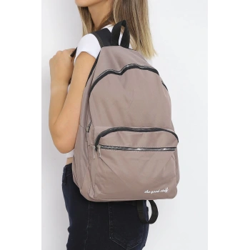 Önü Çift Fermuarlı Sırt Çantası Vizon - 11894.1624.