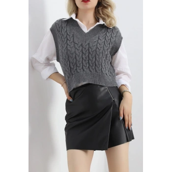 Örgü Desen Süveter Melanj - 4007.1577.