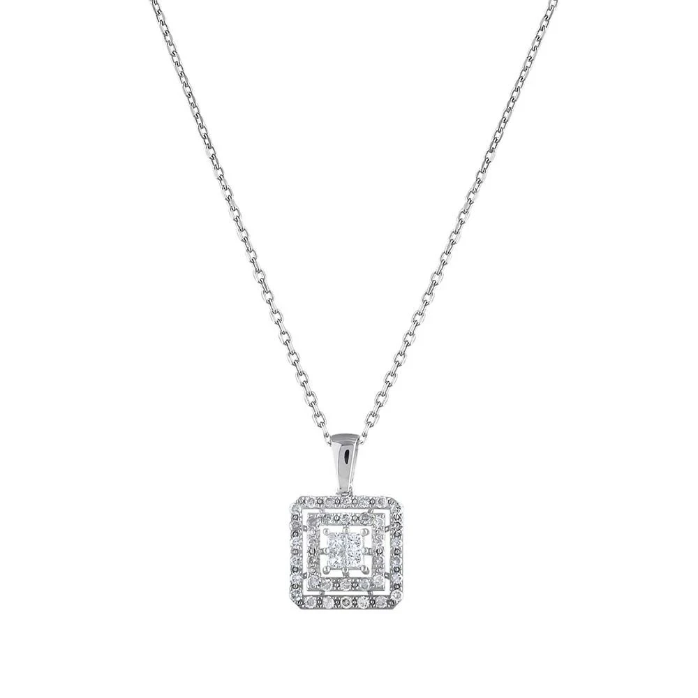 Sevgiliye Özel Princess Series Pırlanta Kare Formlu Fantezi Kolye 0.34 ct
