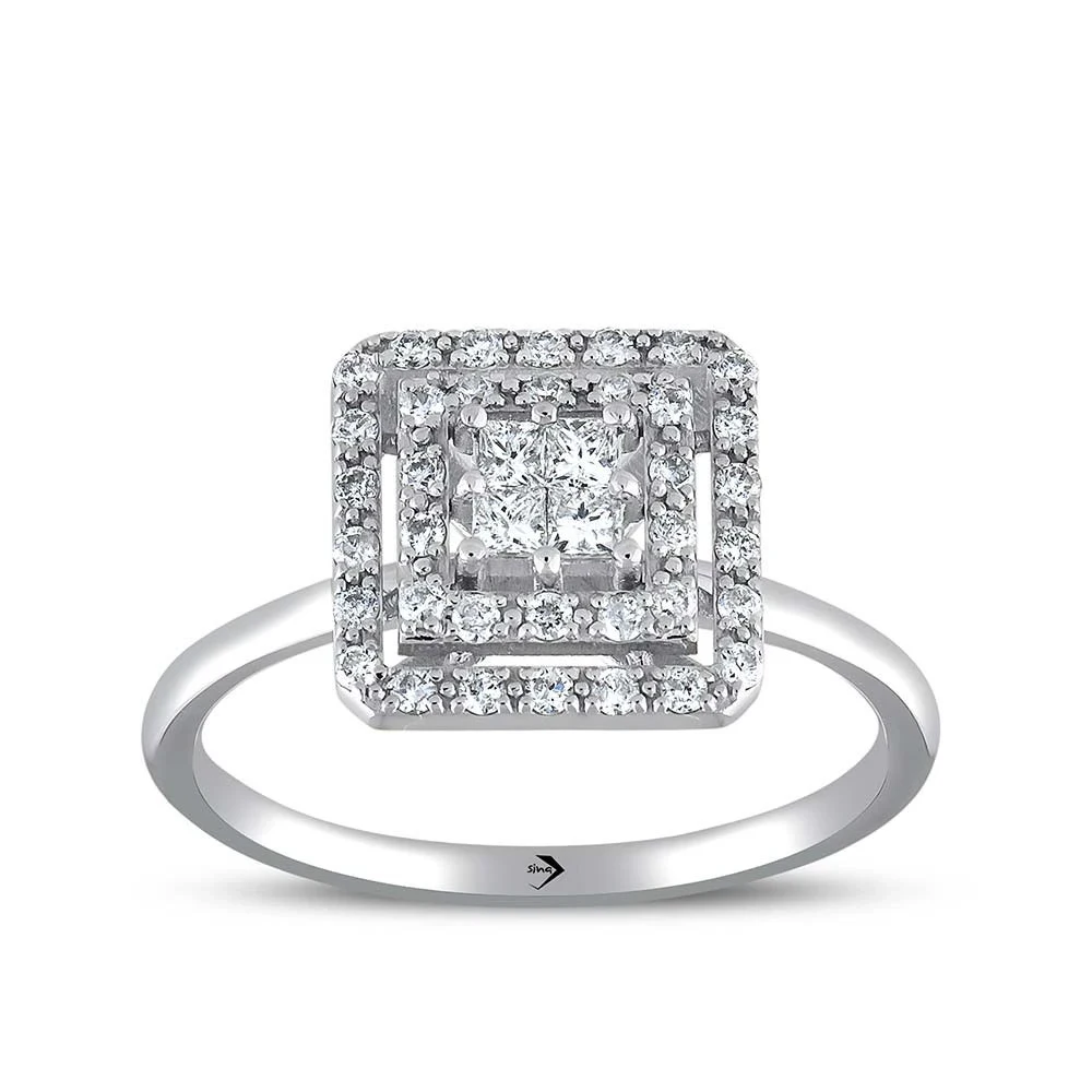 Sevgiliye Özel Princess Series Pırlanta Kare Form Fantezi Yüzük 0.34ct