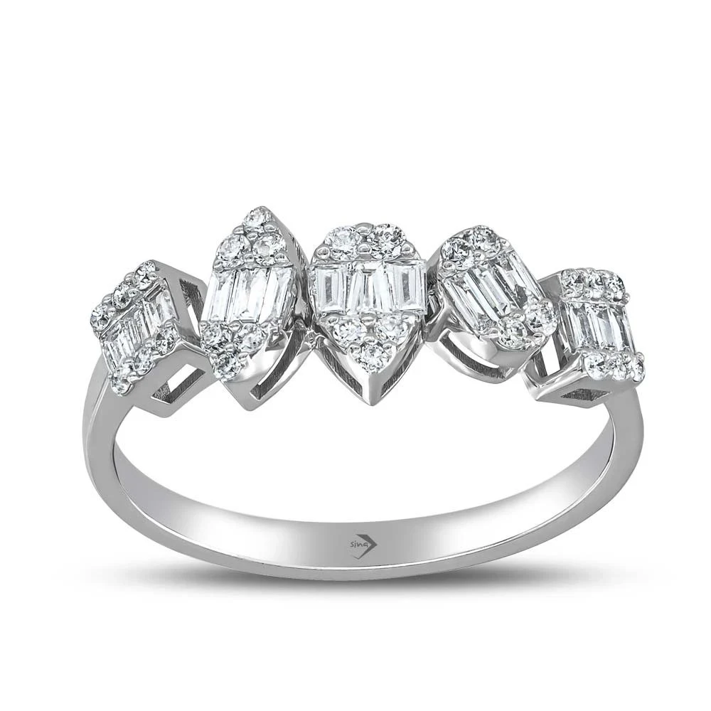 Sevgiliye Özel Princess Series Pırlanta Bagetli Sırataş Fantezi Yüzük 0.33ct