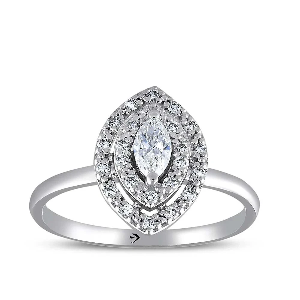 Sevgiliye Özel Princess Series Pırlanta Markiz Form Fantezi Yüzük 0.37 ct