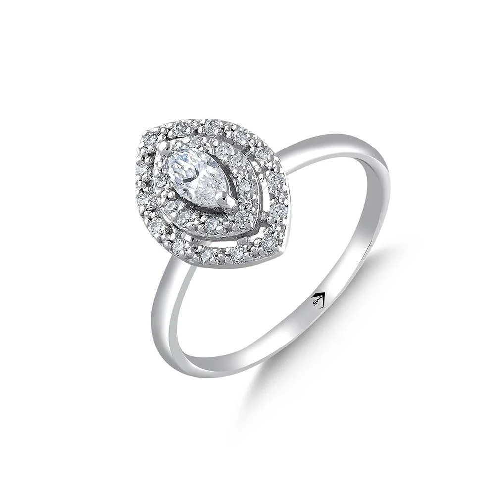 Sevgiliye Özel Princess Series Pırlanta Markiz Form Fantezi Yüzük 0.37 ct