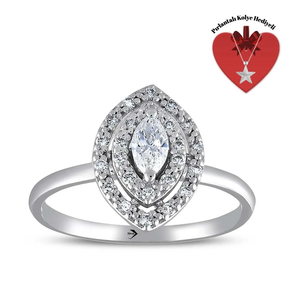 Sevgiliye Özel Princess Series Pırlanta Markiz Form Fantezi Yüzük 0.37 ct