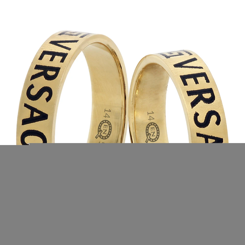 Sarı Altın Mineli Versace İsimli Erkek Alyans