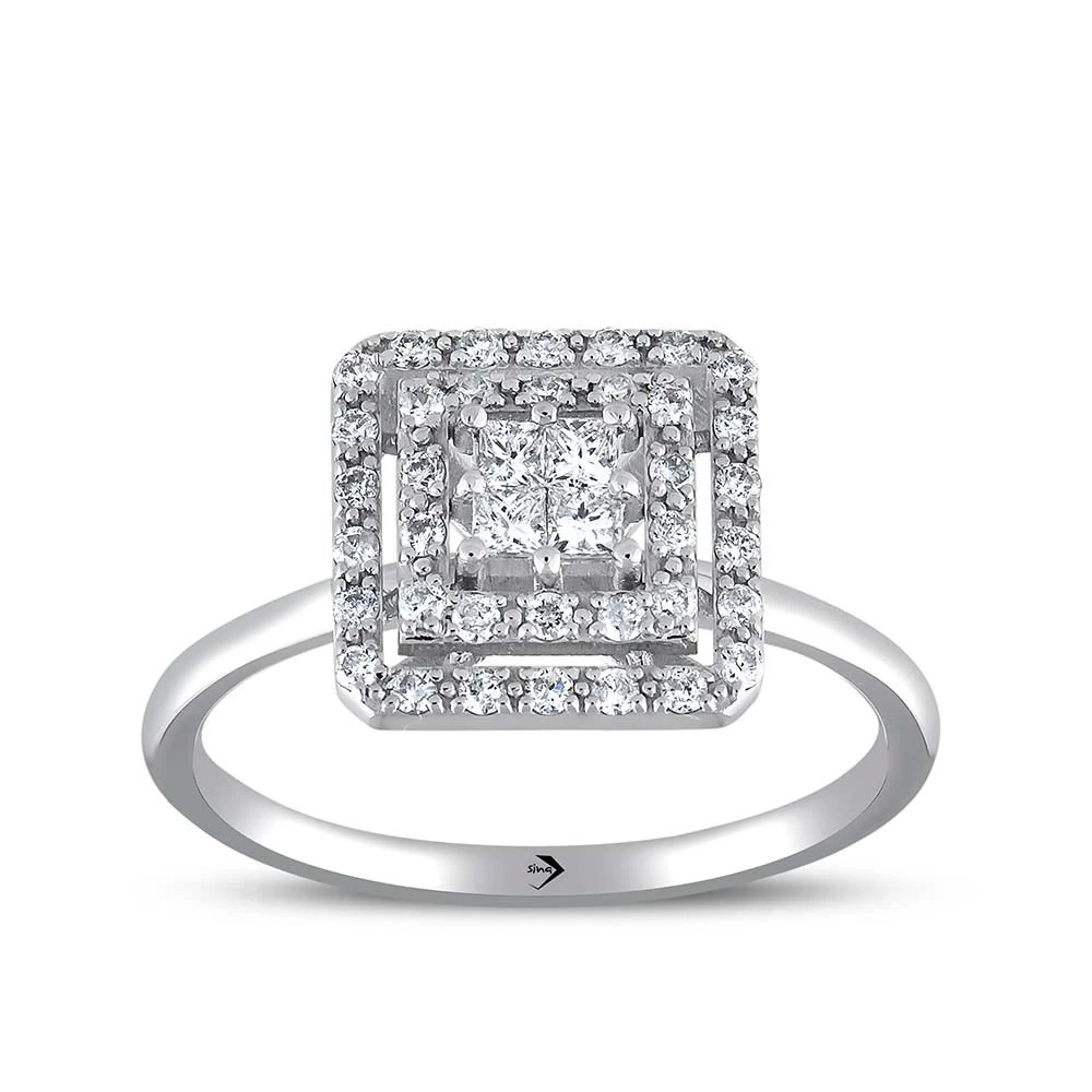 Sevgiliye Özel Princess Series Pırlanta Kare Form Fantezi Yüzük 0.34ct