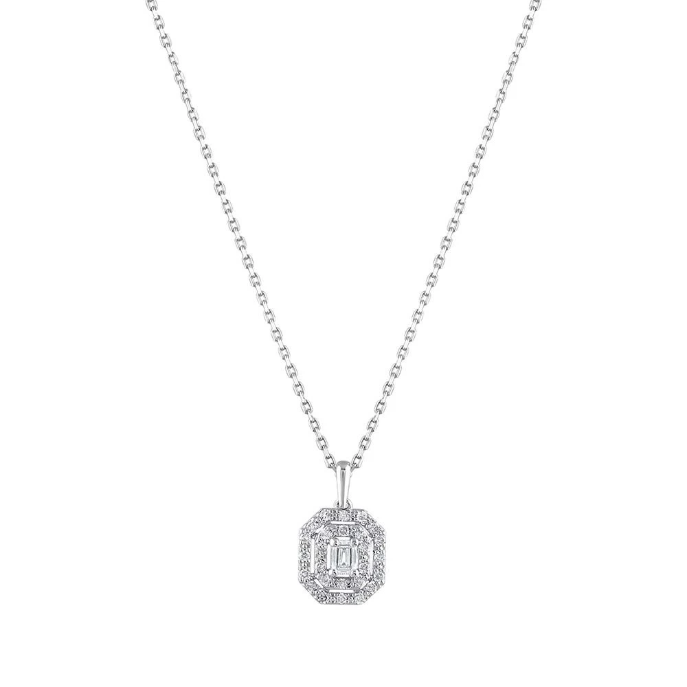 Sevgiliye Özel Princess Series Pırlanta Köşe Formlu Fantezi Kolye 0.35ct