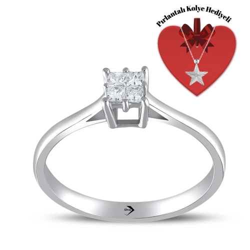 Sevgiliye Özel Princess Series Pırlanta Tektaş 0.10 ct