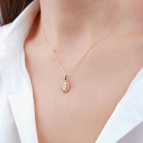 8 Ayar Oval Baget Kolye