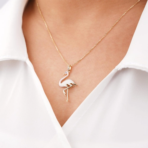 14 Ayar Flamingo Kolye