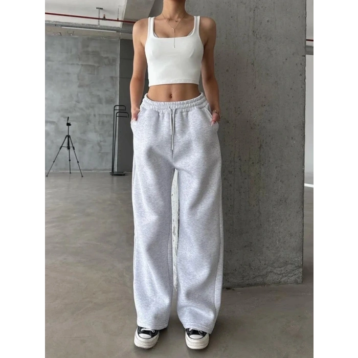 3 iplik şardonlu oversize eşofman gri