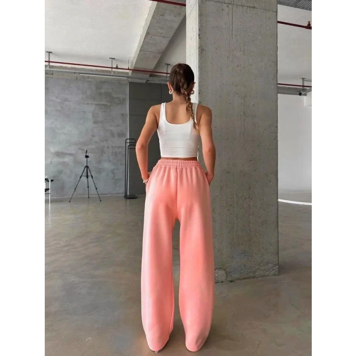 3 iplik şardonlu oversize eşofman somon