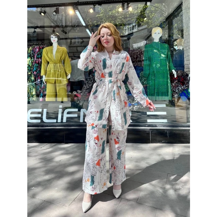 Ceketli baskılı takım