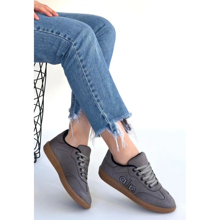 Lendo Gri Süet Bağcıklı Spor Ayakkabı