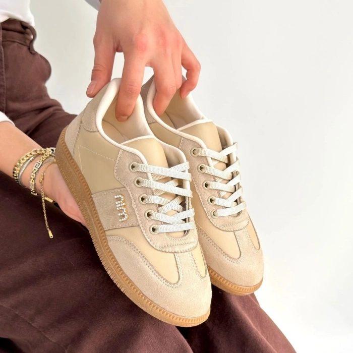 Lunga Bej Cilt Bağcıklı Spor Ayakkabı