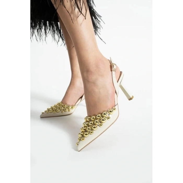 Makay Bej Rugan Topuklu Ayakkabı