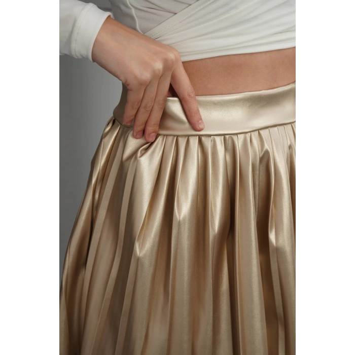 Piliseli deri etek gold h261564