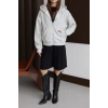 3 iplik şardonlu kapşonlu hoodie frm gri p510437