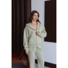 3 iplik şardonlu kapşonlu hoodie frm mint p510437