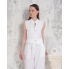Broşlu yelek pantolon takım beyaz s255821