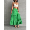 Fırfırlı brodeli astarlı uzun etek yeşil s255047