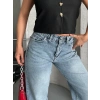 Palazzo straight kar yıkama jeans pantolon mavi d2008