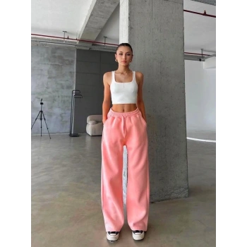 3 iplik şardonlu oversize eşofman somon