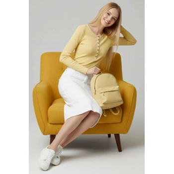 Çıtçıt Detaylı Bluz Sarı T4343