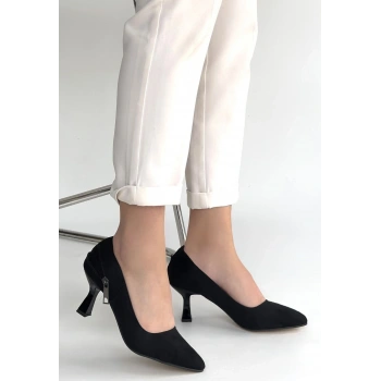 Jedi Siyah Süet Topuklu Ayakkabı