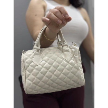 Kapaksız kapitone krem cilt çanta