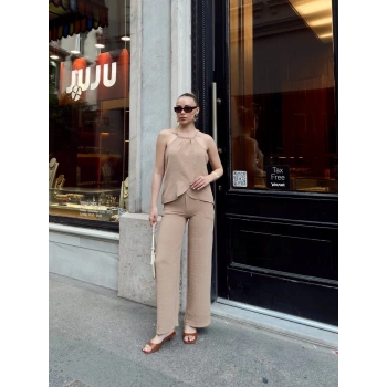 Kruvaze takım ayrobin bej s054