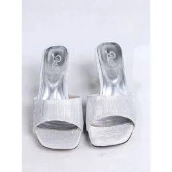 Luart Gümüş Simli Topuklu Terlik