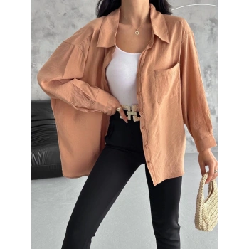 Modal oversize cepli gömlek