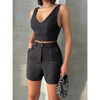 Şortlu keten takım s255014