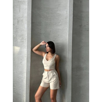 Şortlu keten takım s255014