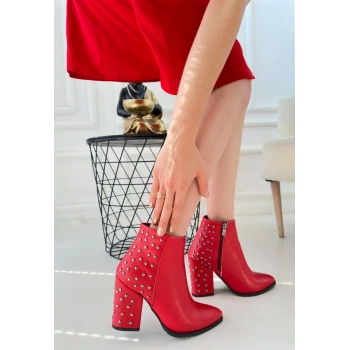 Yoont Kırmızı Cilt Topuklu Bot