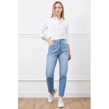 Yüksek bel mom jean pantolon