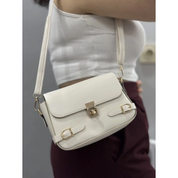 Zerej kemerli krem cilt çanta