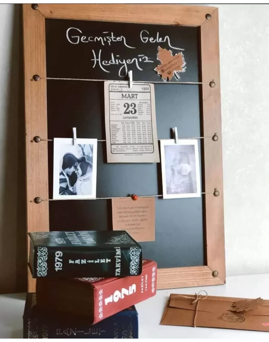 Ahşap İpli Kara Tahta Çerçeve - Takvim Yaprağı Olmadan