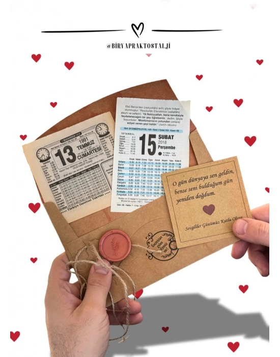 Anneler Gününe Özel Mühürlü Nostalji Zarf & 2 Adet Takvim Yaprağı -