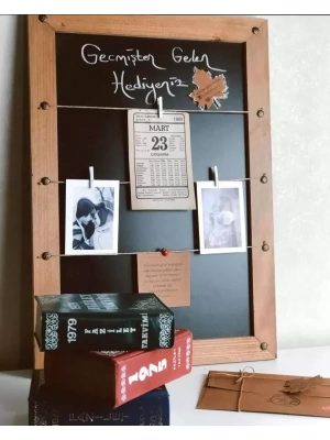 Ahşap İpli Kara Tahta Çerçeve - Takvim Yaprağı Olmadan