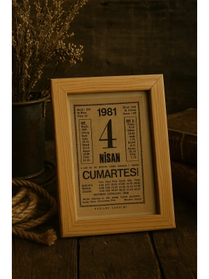Masif Ahşap Tekli Çerçeve & İstediğiniz Tarihli Takvim Yaprağı