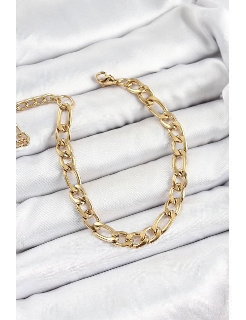 316L Çelik Gold Renk Kalın Zincir Erkek Bileklik