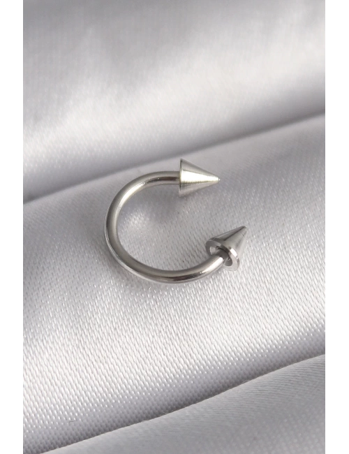 316L Çelik Gümüş Renk Halka Çivi Model Kadın Piercing