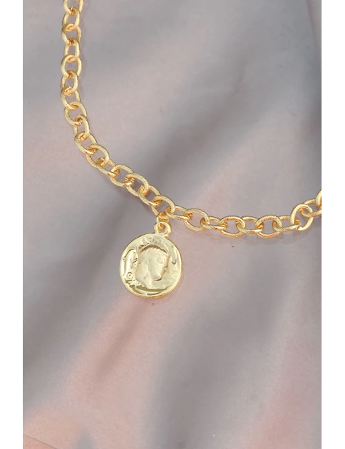 Gold Metal Zincirli Kadın Kolye