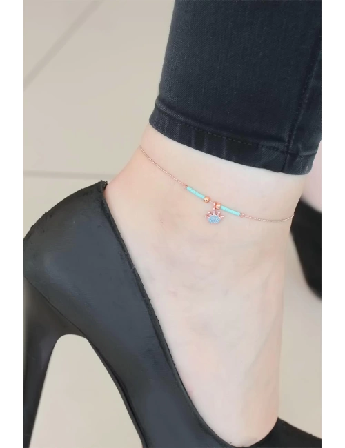 Mavi Miyuki Taşlı Taçlı Hal Hal