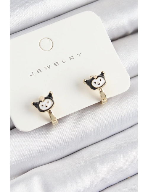 Pirinç Kuromi Model Gold Renk Çocuk Küpe