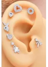 925 Ayar Damla Motifli Taşlı Minimal Tragus Piercing