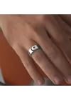 925 Ayar Gümüş Bar Motifli Üstü Kişiselleştirilebilir Erkek Yüzüğü